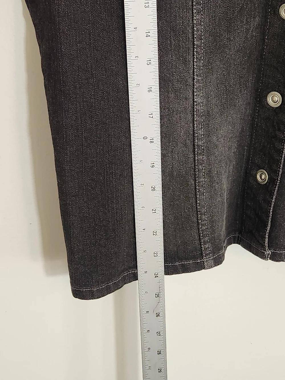 Chico's Black Denim Snap Up Jacket Size 2 Large